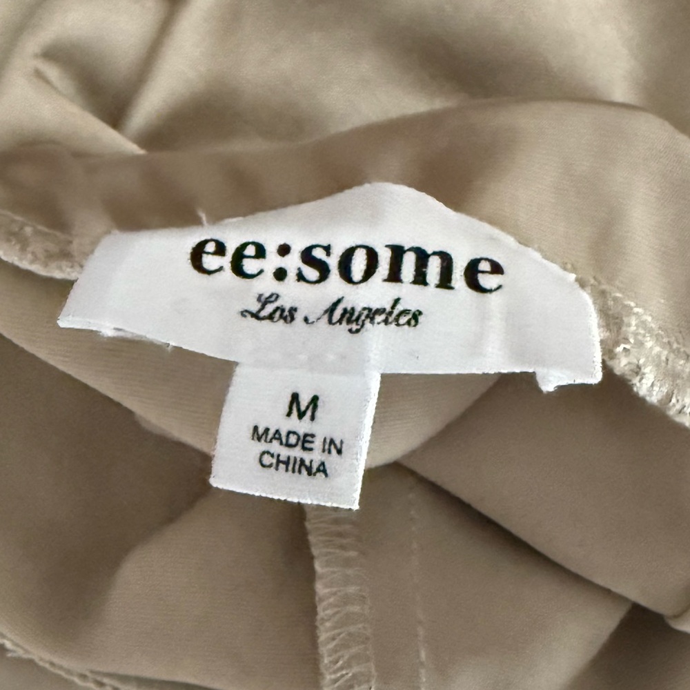 Ee:some Los Angeles Satin Midi Skirt Neutral Beige Side Slit Bias Cut Size M - Picture 9 of 11